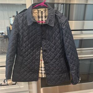 Burberry Black Quilted Jacket with Check Interior